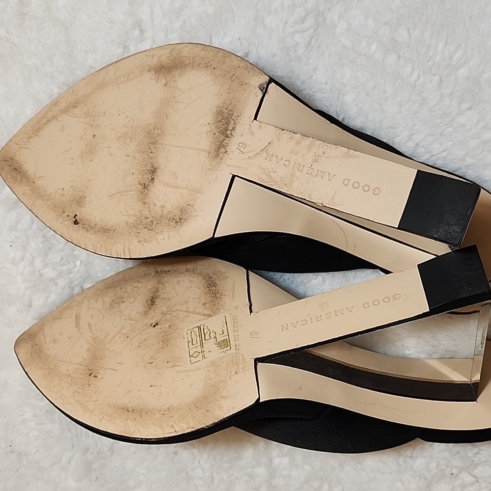 Good American Heels Womens Sz 6.5 Black Clear Wedge Cinderella Shoes - Picture 15 of 16